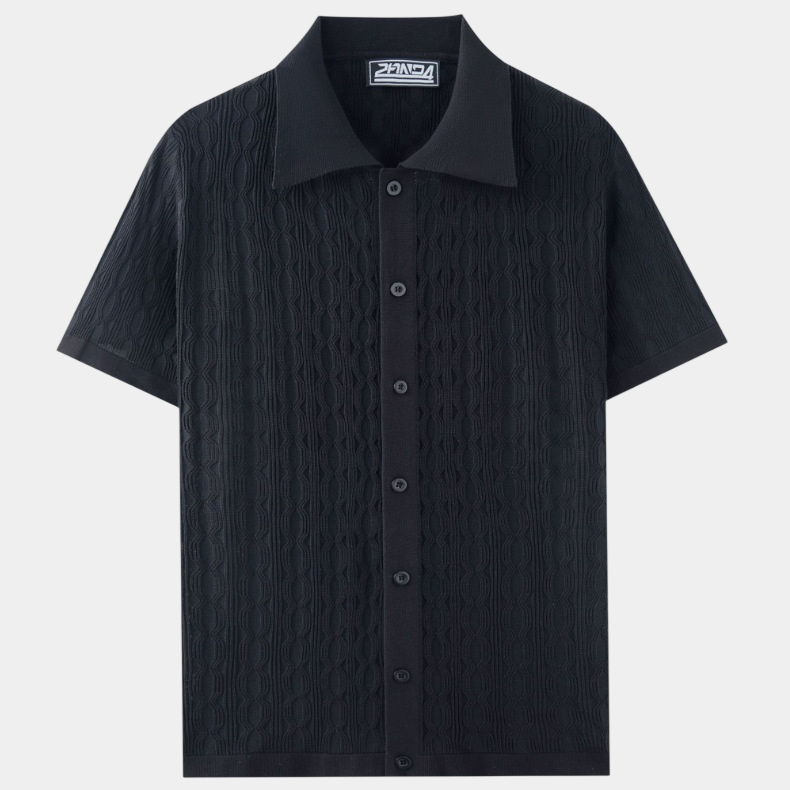 Premium Textured Jacquard Knit Polo Shirt