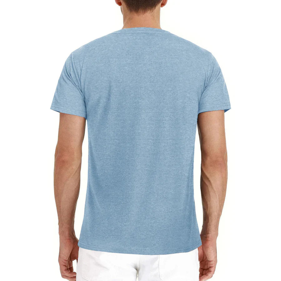 Men's Henley Button Cotton Shirt With Pocket