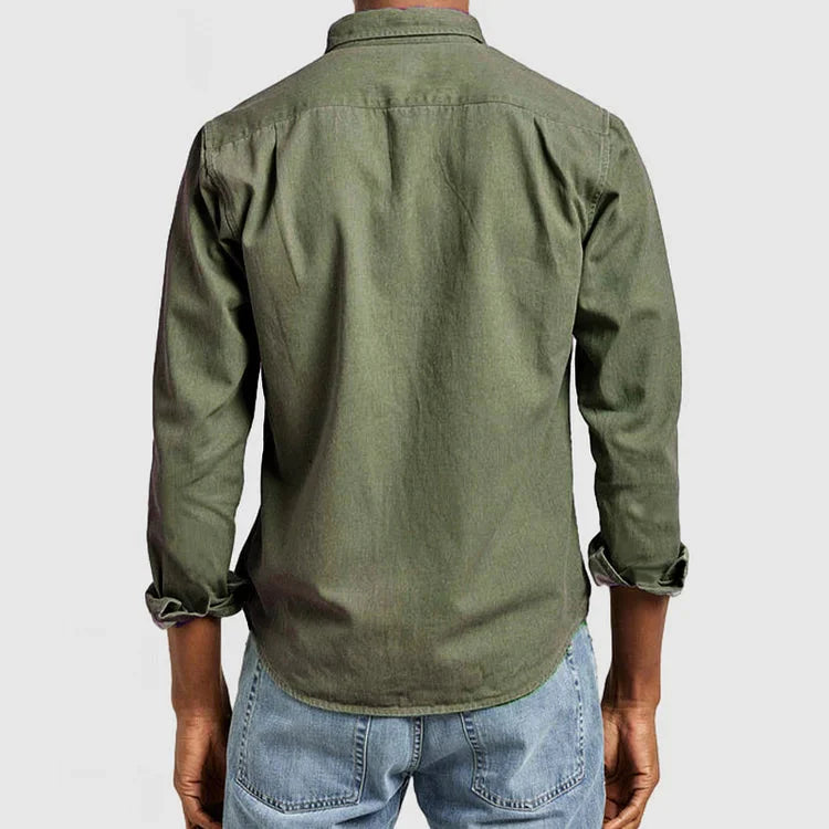 Men's Casual Long Sleeves Work Denim Shirt